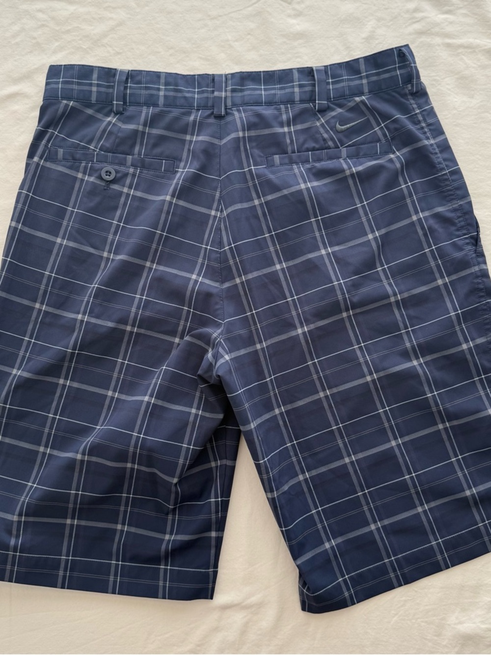 Nike Golf Dri-FIT Men's 32 Navy‎ Blue Plaid Flat Front Golf Shorts 11" Inseam - Picture 3 of 7
